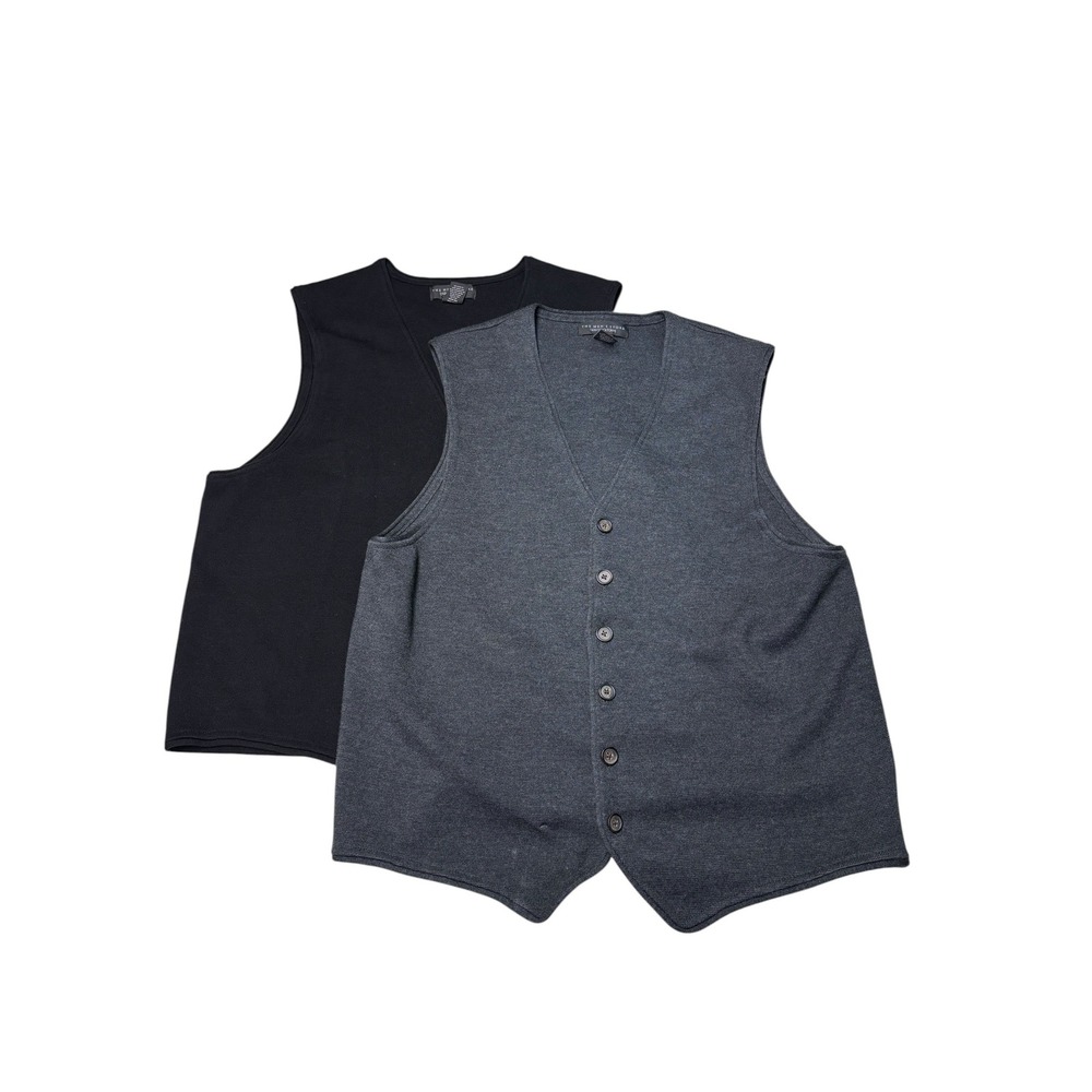 Lot of 2 The Mens Store Bloomingdales Merino Wool Sweater Vest Pack Black XL